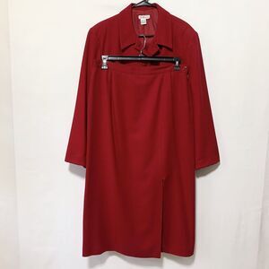 Talbots Suit Suit Set Womens Red Wool Lined Two Piece Top 20 Skirt 16